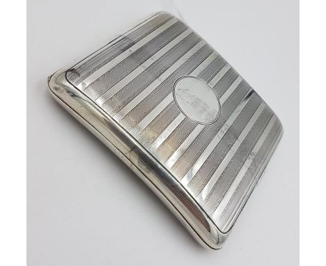 Engine Turned Silver Cigarette Case, Hallmarked Birmingham c.1911, by William Neale, c.120grams 