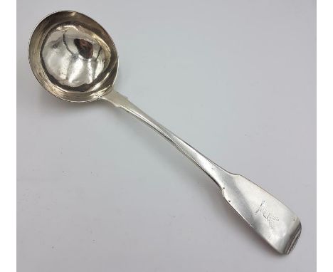 Georgian Irish Sauce Ladle, Hallmarked Dublin c.1775 with indistinct maker's mark, c.51grams and 19cm long 