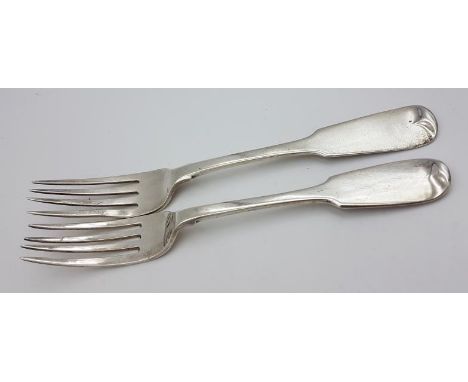 Georgian Irish Silver Dinner Fork c.1826 by William Cummins and a Victorian Irish Silver Dinner Fork c.1839 by Philip Weekes,