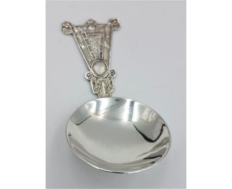 Irish Silver Celtic Pattern Caddy Spoon, Hallmarked Dublin c.1973 with maker's mark "J.M.Co" (Jewellery & Metal Manufacturing