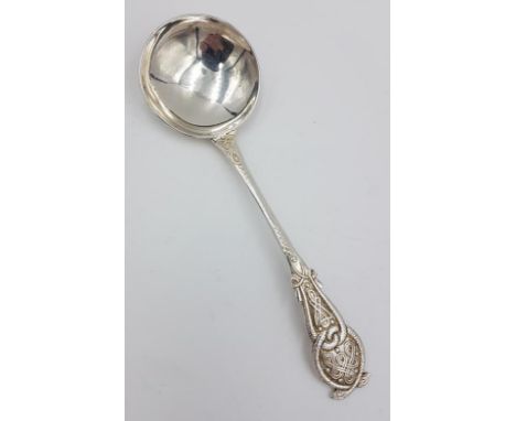 Irish Silver Celtic Pattern Sauce Ladle, Hallmarked Dublin c.1973 by Jewellery & Metal Manufacturing Company of Ireland and C