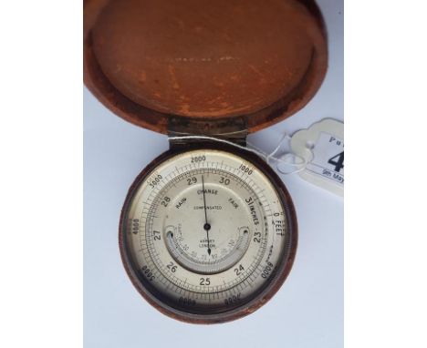 Vintage Compensated Pocket Barometer / Thermometer by Asprey of London with solid silver hinge 