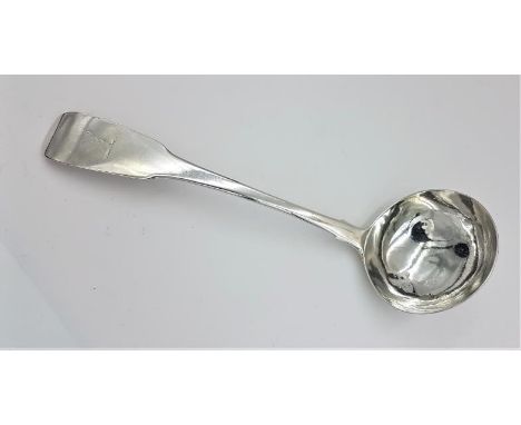 Georgian Irish Silver Sauce Ladle, Hallmarked Dublin c.1775 and maker's mark "MK" (Michael Keating), c.48grams and 19cm long 