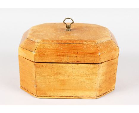 A GEORGIAN WOODEN TWO DIVISION CADDY of octagonal form with brass handle, 8ins long, and a TURNED WOOD BOWL, 6ins high.