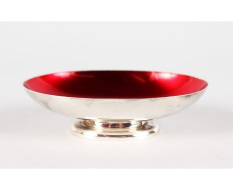 A DANISH OVAL DISH with red enamel interior. Mark CC & Crown.  MADE IN DENMARK.