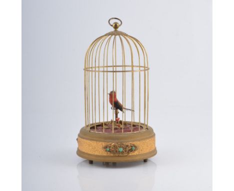 Singing bird Automaton in a cage, 27cm.