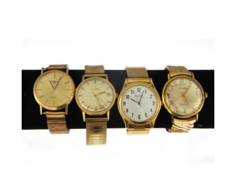 Omega - A gentleman's gold plated automatic wrist watch, circular champagne baton dial with sweep seconds and date aperture, 