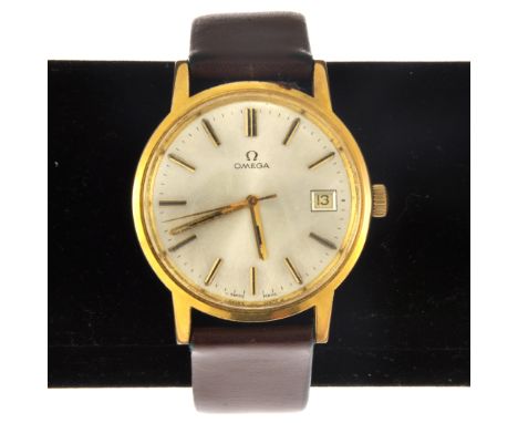 Omega - A gentleman's 1970s manual wind wristwatch, circular ream baton dial with sweep seconds and date aperture, gold-plate