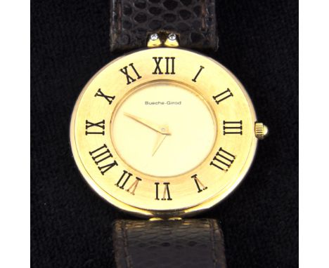 Bueche Girod - A ladies Cito wrist watch, the plain circular champagne dial having a 6mm wide gold roman numeral bezel, in a 