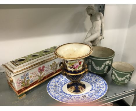 A 19th century Continental porcelain flower trough in the Sevres style (badly af) together with other 19th century and later 