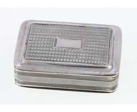 George III silver snuff box, of engine turned rectangular form, maker 1B, Birmingham 1819, 52g, 6cm.