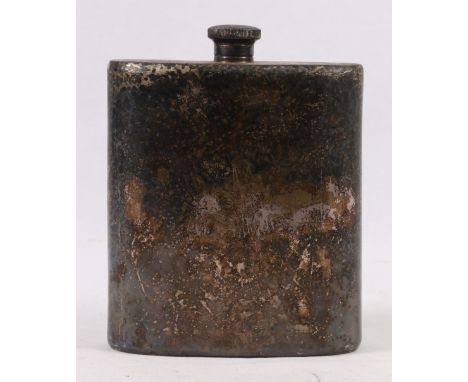 Electroplated spirit flask of large size, 18cm.