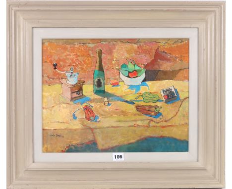 CARLO ROSSI RSW RGI Group with coffee grinder Signed and dated '90, acrylic, 31cm x 40cm Provenance Open Eye Gallery