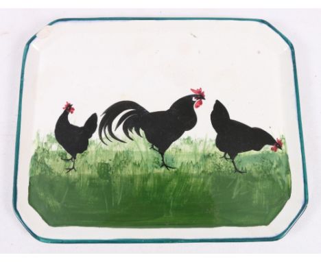 R H & S Weymss ware bread plate decorated with cockerills. 21cm x 26cm   CONDITION REPORT:  Damages