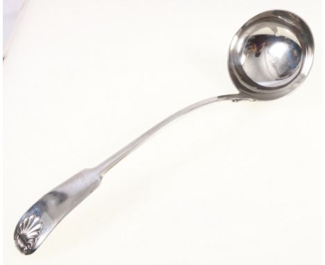 Scottish silver fiddle and shell pattern ladle, maker James McKay, Edinburgh 1850, 250g, 33cm.