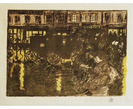Artist: Pierre Bonnard (French, 1867 - 1947). Title: "Rue, la soir, sous la pluie [plate 10 from "Quelques aspects de la vie 
