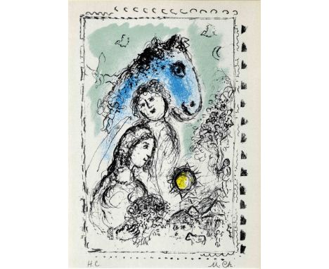 Artist: Marc Chagall (Russian/French, 1887 - 1985). Title: "Blue Horse with Couple (Le cheval bleu au couple/Blaues Pferd mit