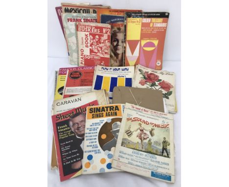 A quantity of vintage sheet music and music books. To include: The Sound of Music, Sinatra Sings again, Cole Porter folio and