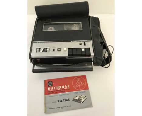 National RQ-158 S Portable Tape Recorder.Automatic Reverse &amp; Solid State. Includes power adapter, manual &amp; carry case