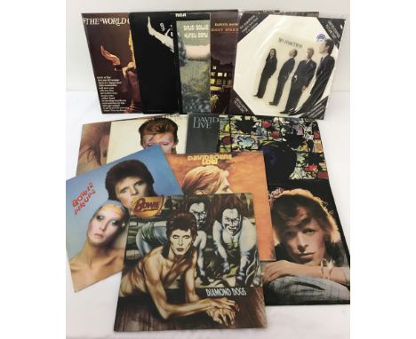 13 vintage David Bowie LP's together with a Limited Edition Tin Machine 7" shaped Picture Disc.&nbsp;Comprising: Maggie's Far