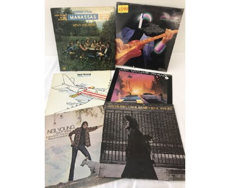 6 assorted Rock vinyl LP's to include Neil Young, Dire Straits &amp; Stephen Mills Manassas.&nbsp;&nbsp;&nbsp;Comprising: Dir
