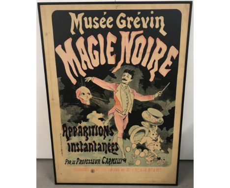 A large framed vintage Musee Grevin Magie Noire by Jules Cheret advertising poster. Frame size approx. 122 x 89 cm.