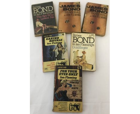 6 Vintage Ian Fleming James Bond Novels. To include The Spy Who Loved Me, Casino Royale and Goldfinger.