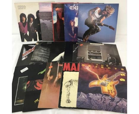 15 assorted vintage Rock vinyl LP's to include Kiss, Europe, Poison &amp; Sammy Hagar. Comprising: The Rejects - Quiet Storm,
