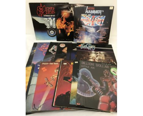 20 vintage Heavy Metal and Hard Rock LP's. To include: Saxon, Vardis, Battle Axe, Quartz, Anvil, Tygers of Pan Tang, Raven an
