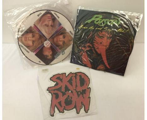 3 Limited Edition Picture Discs; 2 by Poison and 1 by Skid Row.&nbsp;Comprising: Skid Row - 18 &amp; Life 7" shaped picture d