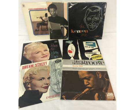 7 vintage Jazz vinyl LP's.&nbsp;&nbsp;Comprising: Louis Armstrong's Greatest Hits (63035), Ella Fitzgerald sings the Cole Por