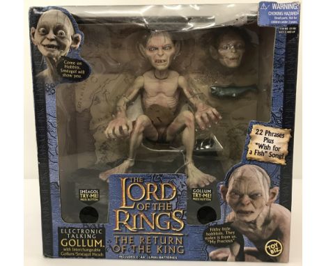 A boxed 2003 Toy Biz LOTR The Return of the King battery operated electronic talking Gollum/Smeagol. Item #81199, with interc
