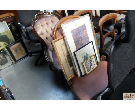 Two Victorian style button back upholstered nursing chairs