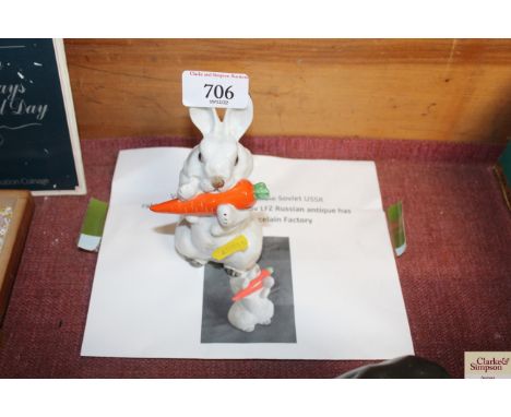 A USSR porcelain model of a rabbit