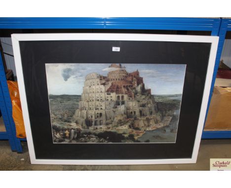 After Pieter Bruegel the Elder, 'The Tower of Babel' coloured print