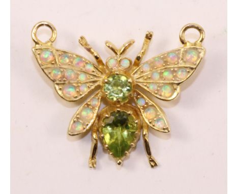 Peridot and opal butterfly gold-plated pendant   Condition Report   Click here for further images, condition, auction times &