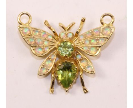 Peridot and opal butterfly gold-plated pendant   Condition Report   Click here for further images, condition, auction times &