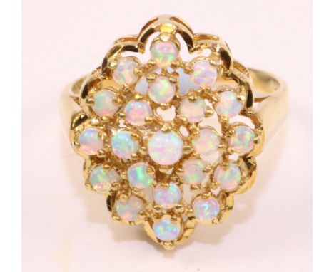 Opal cluster gold-plated ring   Condition Report   Click here for further images, condition, auction times & delivery costs