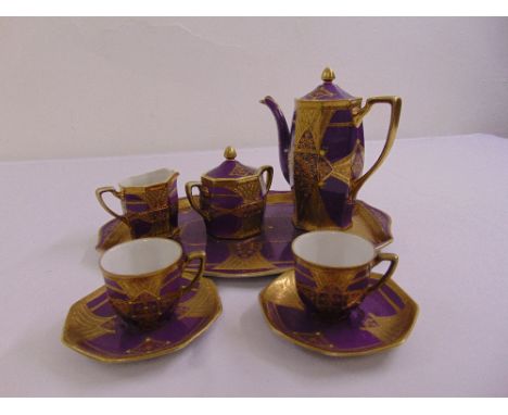 Noritake tea for two set to include teapot, milk jug, sugar bowl, cups, saucers and tray