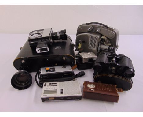 A quantity of photographic equipment to include a movie projector, movie camera and binoculars