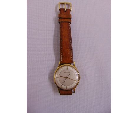 Jaeger LeCoultre 18ct gold gentlemans wristwatch on replacement leather strap