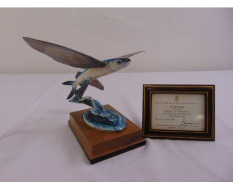 Royal Worcester figurine of a Flying Fish limited edition 183/300 modelled by R. Van Ruyckevelt to include COA and packaging