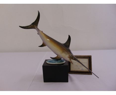 Royal Worcester figurine of a Swordfish limited edition 245/500 modelled by R. Van Ruyckevelt to include COA and packaging