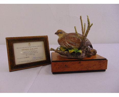 Royal Worcester figurine of a Bob-White Female Quail limited edition 205/500 modelled by R. Van Ruyckevelt to include COA and