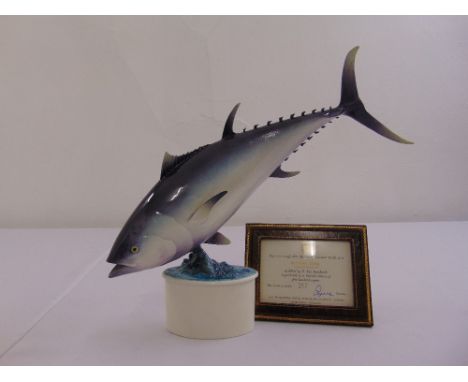 Royal Worcester figurine of a Bluefin Tuna limited edition 207/500 modelled by R .Van Ruyckevelt to include COA and packaging