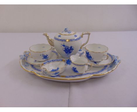 Herend tea for two to include cups, saucers, teapot, sugar bowl, milk jug and tray