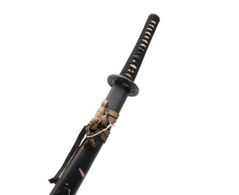 A 20th century Japanese katana, the blade measuring approx. 74cm in length and housed in a lacquered wooden scabbard Conditio