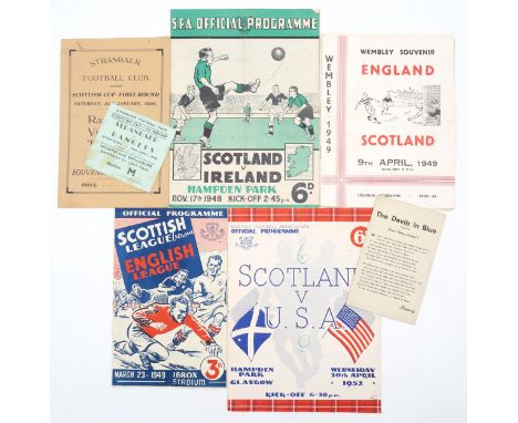 A small collection of primarily 1940s-era Scottish football programmes. Fixtures -&nbsp; - Stanraer vs Rangers, Scottish Cup 