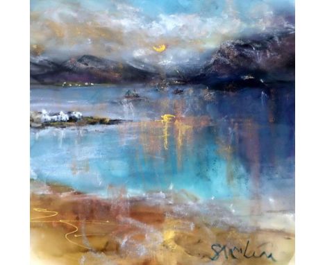SHEILA MACLEAN (SCOTTISH CONTEMPORARY) LOCH VIEW Mixed media, signed lower right, 30 x 30 cm Condition Report:Available upon 