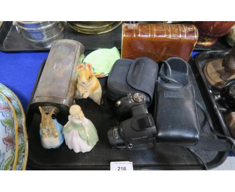 A plated desk stand, a Steiff Goldy hamster, Beswick Bunnykins figure etc Condition Report:No condition report available.